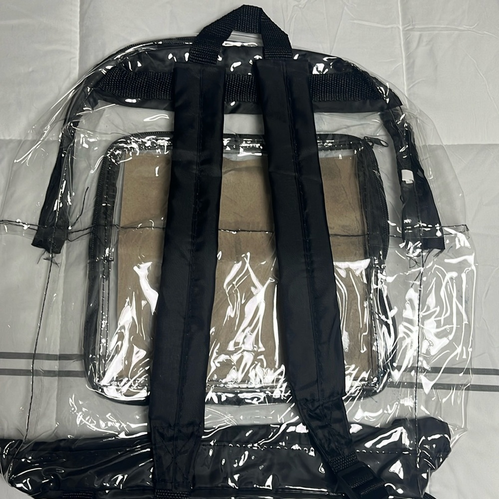 Clear backpack.
